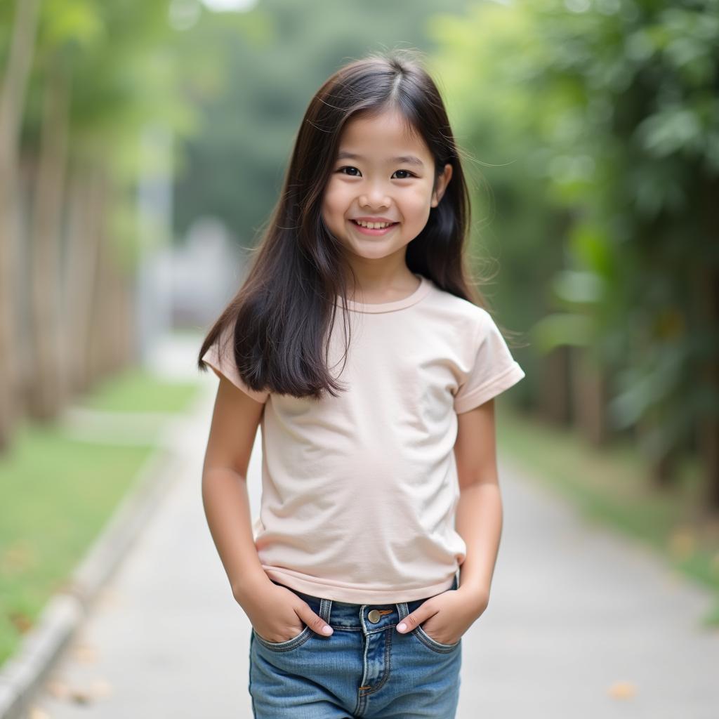 Hinh anh gai xinh dang yeu mac don gian tao dang tu nhien ngoai troi chuan HD